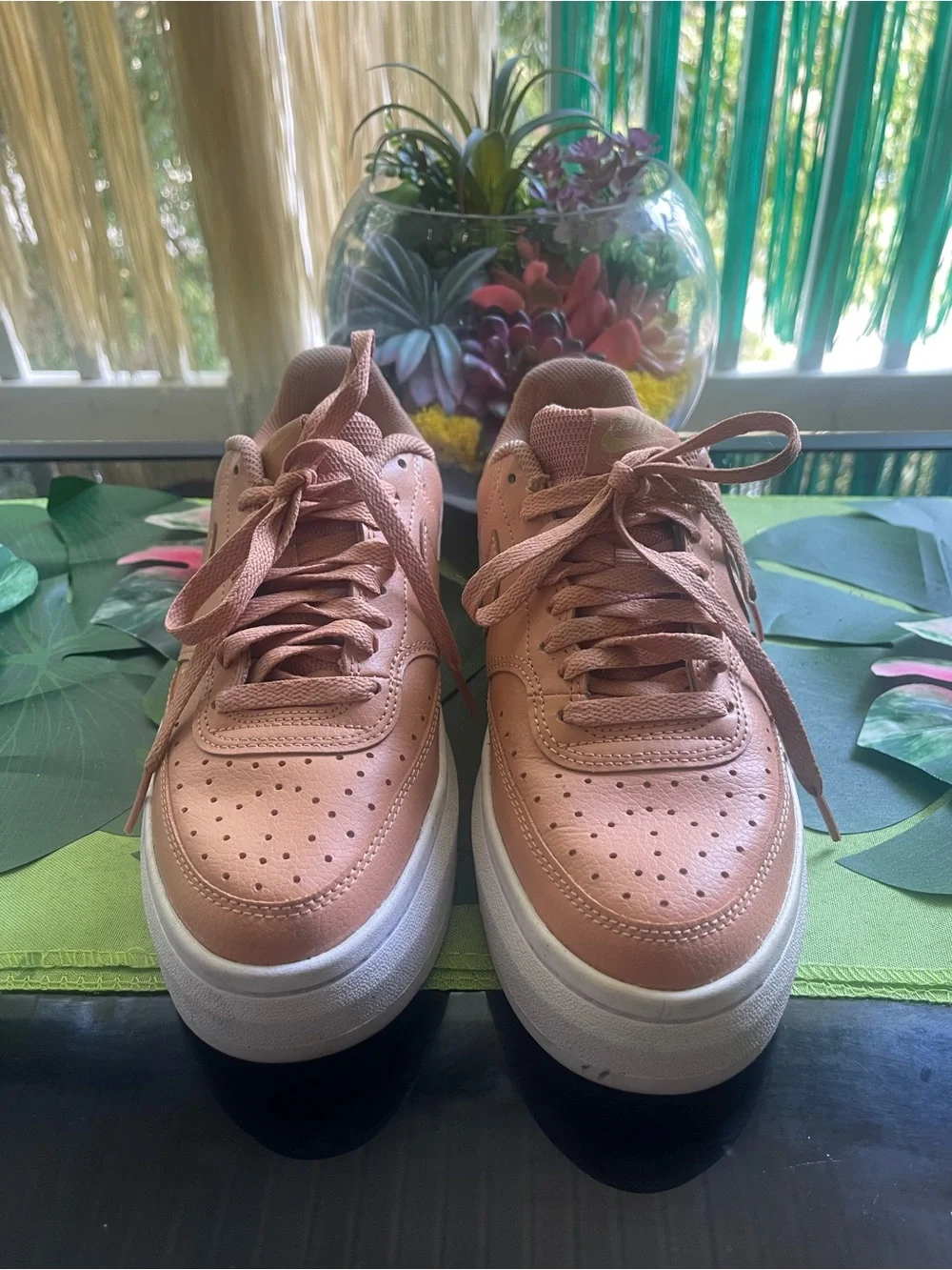 Nike Women’s Peach/Blush Low-Top Platform Sneakers